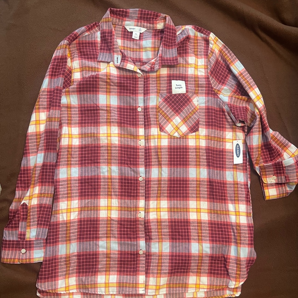 NWT Old Navy size XXL tunic length flannel shirt